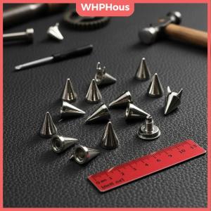 WHPHous Silver Cone Spike Studs Punk Metal Rivets for Leathercraft DIY Supply Perfect for Garment Belt Projects