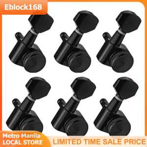 【Most Popular】6 Pieces 3L3R Guitar String Tuning Pegs Locking Tuners Machine Heads Knobs for Acoustic Electric Guitars Replacement Accessories with Mounting Screws and Ferrules Black