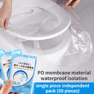 50Pcs/Set Toilet Seat Cover Disposable Waterproof Convenient To Replace Plastic Non-slip Toilet Seat Pad Bathroom Accessiories
