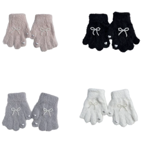 Cô Gái Găng tay với ngọc trai trang trí và Bowknot dấu mềm mại thoải mái dệt kim găng tay cho mùa thu mùa đông bảo vệ
