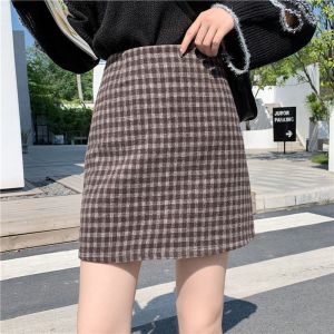Yoohui DQ003 Rok Tartan Pendek Korea Style Model Tartan High Waist Pinggul Tartan Skirt Ramping Rok