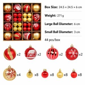 MINIYX 44Pcs/Set 6/3CM Christmas Ball Shiny Creative Christmas Tree Balls Durable Christmas Pendant Decorations Party