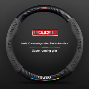 Car Steering Wheel Cover For Isuzu D-Max MU-X Spark V-Cross X-Life Non-Slip Suede Carbon Fiber Auto Accessories
