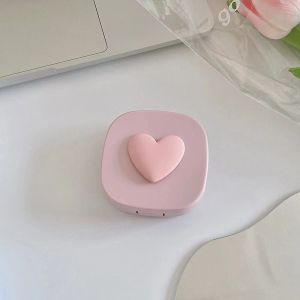 WISH BOUTIQUE Portable For Girls Square Love With Mirror Cartoon Korean Glasses Storage Cosmetic Contact Box Eyeglasses Container Women Contact Lens Case