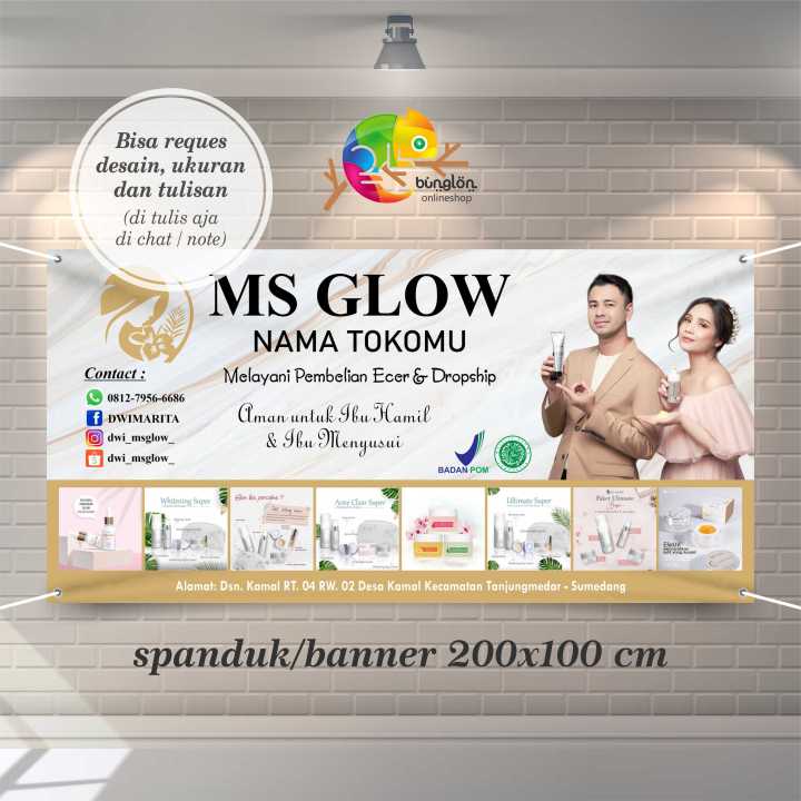 Spanduk, Banner MS Glow Agen, Reseller (Model New)