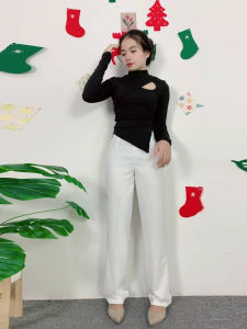 ชุดเซ็ตแฟชั่น เสื้อแขนยาว กางเกงขากว้างสุดชิค