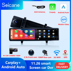 Seicane 11.26 inch Wireless Carplay Android Auto Car WiFi Recorder 2.5K/4K+1080P Streaming Media Built-in video code decoder Support 4K H.265 Video Code