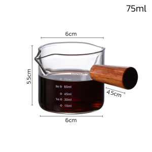 แก้วชงกาแฟ แก้วตวงชงกาแฟ ถ้วยตวง Espresso cup ถ้วยตวงชงกาแฟ ถ้วยตวงแก้ว ถ้วยแก้ว พร้อมด้ามจับไม้ แก้วตวงสองปาก แก้วกาแฟ แก้วตวง 75ml/150ml Simple Kitchen