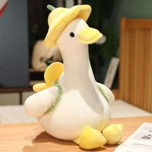 FEELDG với chiếc ba lô hoa Thú nhồi bông hình con vịt Mềm mại 30/40/50cm Gối trang trí Dễ thương Đồ chơi ngỗng nhồi bông Trẻ em