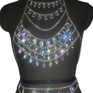 Rhinestones Body Chain Chest Chain Bra Top Waist Chains Summers Beach Body Accessories for Women Girls