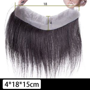 NBANLIKE V-Shaped Frontal Hairpiece for Men Seamless Invisible Hairline Human Hair Topper Pads Hairline Replacement Systems 15cm Natural Human Hair Patch Women/Men