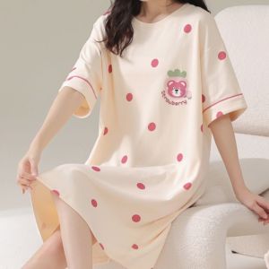 COD 100% pure cotton nightgown womens summer cotton 2023 new medium and long student high-value pajamas loungewear setDFDSSAGFG