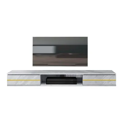 Living Mall Sombra Series Floating TV Console Wall Mounted in Walnut and White Colour