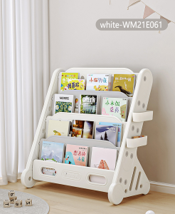 SG Seller - Double Sided High Capacity Six-Compartment Bookshelf Children Room Library School Toddles Bookshelf with Pen Pocket Bed Room Furniture Bookshelf Push able with 4 wheels