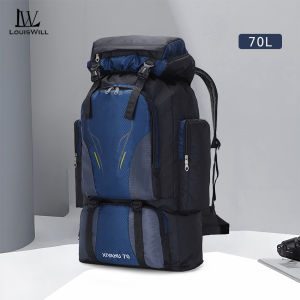 LouisWill Outdoor Climbing Backpack Large Capacity 70L Hiking Bag Waterproof Travel Backpack Men Women Backpack Sports Fitness Backpack Casual Camping Bag