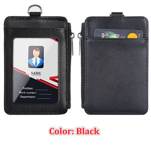 NEW 2023 High Quality Staff Work Card Holder ID Badge Holders with Nylon Lanyard Student School Cards Cases Zipper Purse Office Supplies