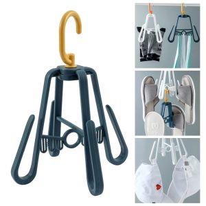 2Pcs Multi-Function 360 Degrees Rotate Four Claws Hooks Dry Wet Dual Use Towel Hangers Home Clothes Shoes Sundries Hangers Organizers
