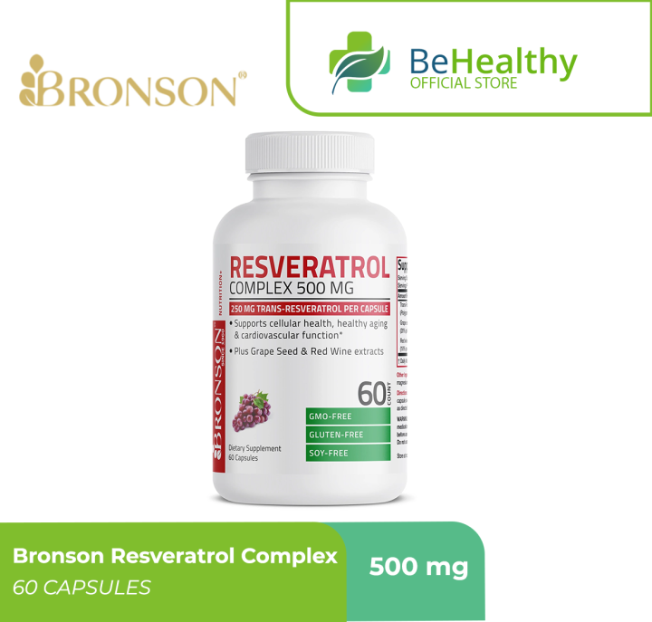 Bronson Resveratrol 250MG Trans-Resveratrol + Grape Seed & Red Wine ...