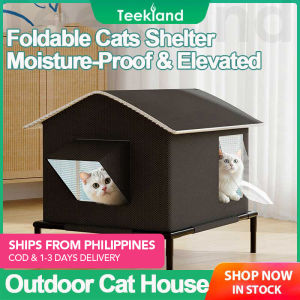 Teekland Elevated Pet House Bed Cooling Moisture-Proof Design for Indoor/Outdoor Rainproof Cat Nest Use Fits Small/Medium Pets