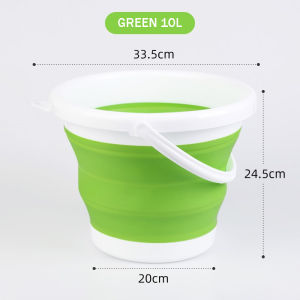 (10L) Collapsible Bucket with Handle Portable Plastic Bucket for Cleaning Camping Fishing Foldable Car Washing Bucket Round Tub
