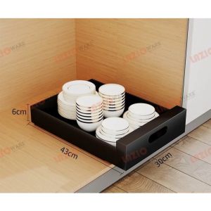 Steel metal pull out kitchen cabinet drawer organizer rack with adhesive slide basket