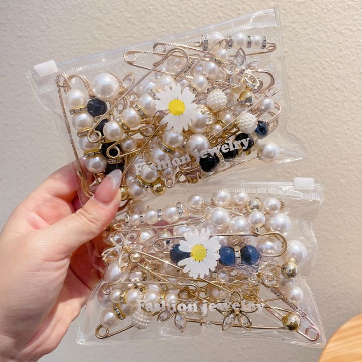 Pearl Brooch Tightening Waistband Safety Pin Hijab Pin Antiexposure