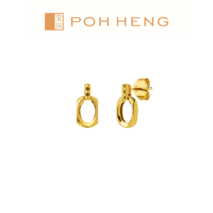 Poh Heng Jewellery 22K Halo Earrings in Yellow Gold[Price By Weight]