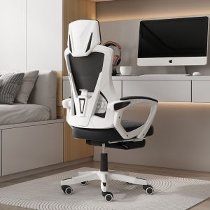 olome Reclining computer chair home office chair game E-sports chair backrest ergonomically comfortable long sitting student seat white frame / black frame mesh 【reclining + latex cushion + foot rest + nylon foot + rotary lifting armrest】
