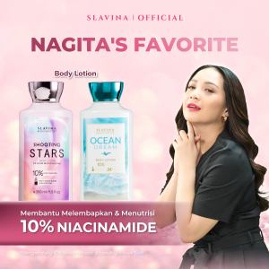 SLAVINA Bundle 2PCS Body Lotion Ocean Dream + Shooting Stars (Nagita’s Favorite) by Nagita Slavina – Handbody Whitening Body Lotion Glutathione Niacinamide Serum Burst Pemutih Badan Wangi Parfum Tahan Lama Moisturizing Body Care