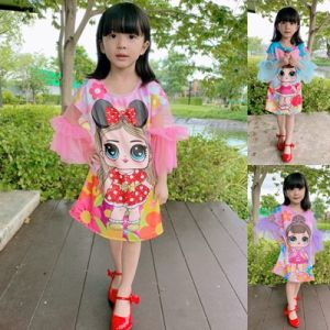 2-8ขวบ เดรส LOL ระบายแขนแมงกะพรุน 2 ชั้น ชุดเด็กผู้หญิง เดรสเด็กผู้หญิง เสื้อผ้าเด็กผู้หญิง ชุดเด็กผญ เสื้อผ้าเด็กผญ [295]