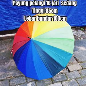 azahra- payung dewasa garis warna pelangi 16 jari warna rainbow payung sedang  payung pelangi 16 jari jumbo