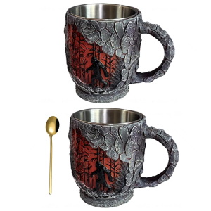 บิ๊กฟุตที่ใช้งานได้จริงแก้วที่มีด้ามจับแก้วน้ำดื่มเรซิ่นบนโต๊ะอาหารที่ละเอียดอ่อนสำหรับความต้องการเครื่องดื่มประจำวันและไฟตกแต่งงานปาร์ตี้งานแต่ง