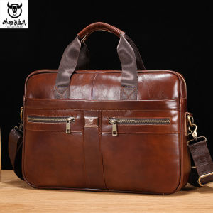 BULLCAPTAIN Men Briefcase Bag High Quality Business Leather Shoulder Messenger Bags Office Handbag 14 inch Laptop bag