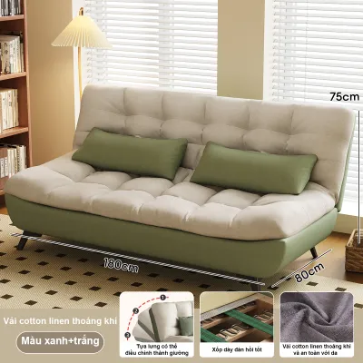 BMZAR Ghế Sofa Đôi Phòng Khách Kiểu Gấp 150cm Phong Cách Kem Đệm Bông Sữa 2025 Ghế Sofa Giường 3in1