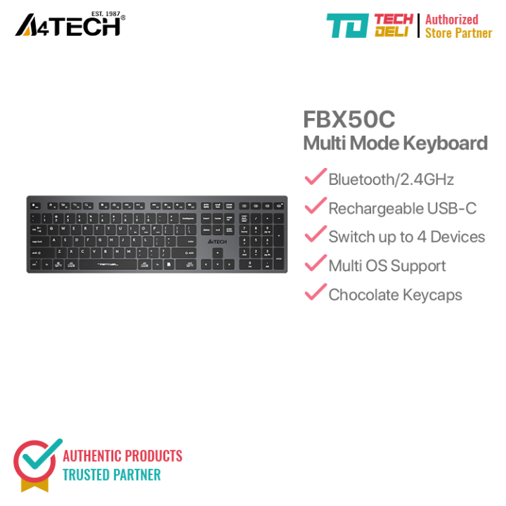 A4Tech FStyler FBX50C Wireless Keyboard, Bluetooth, 2.4G Wireless, Type ...