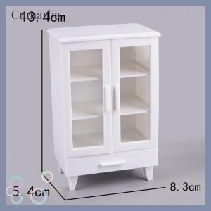 [Cumarba] 1Set Miniature White Cupboard Display Cabinet Storage Lockers +ornament Furniture Model Decor Toy DollHouse Accessories