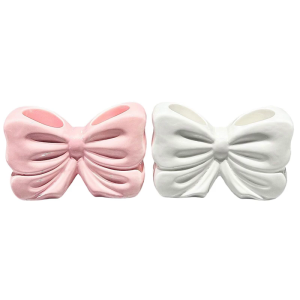 2Pieces Modern Ceramic Toothbrush Holders Rack Bowknot Styles Bathroom Counter Decors for Toothpaste Storage Accessories