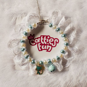 [LUNA LACE] CATTIESFUN Kalung kucing dan Kalung Anjing Renda Mutiara Lucu