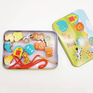 Wooden Lacing Beads for Toddlers Fine Motor Montessori Toys 2 3 4 Years Old Wooden Toys Animals Fruits Vegetables for KidsPreschool Educational Activities Gift for Boys Girls