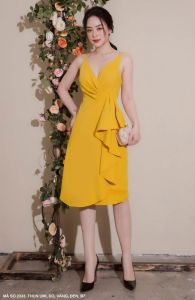 MyDu Sale | MS 2333 Đầm Xòe Dự Tiệc – Thun Umi Nhún Ngực 2 Dây Cổ Tim Sang Trọng