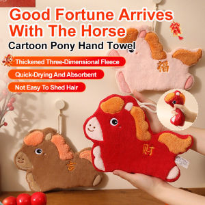 【Quick-Dry/Super Absorbent】Cartoon Horse Hand Towel Tuala Tangan 100% Cotton Kitchen Bathroom Towel/Cute Home Decor Cute Horse Design