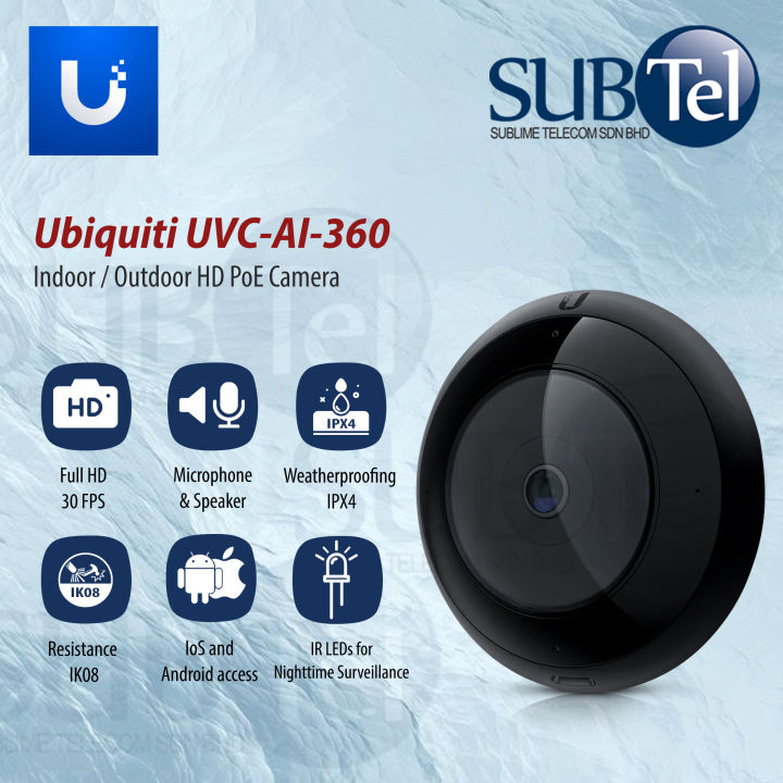 Ubiquiti UVC-AI-360 Camera 30FPS Full HD 360° fisheye lens IPX4