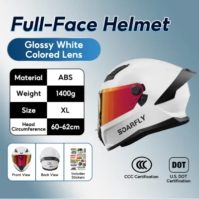 SOARFLY Full Face Motorcycle Helmet with Dual Lens DOT Approved &3C Approved 3 Colors 2 Sizes