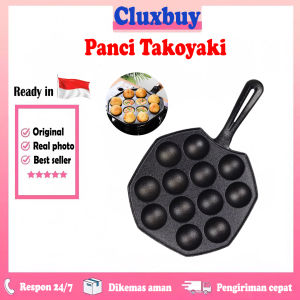 Loyang Cetakan Takoyaki 12 Lubang Loyang Besi Cor Takoyaki Loyang Takoyaki Anti Lengket yang Nyaman