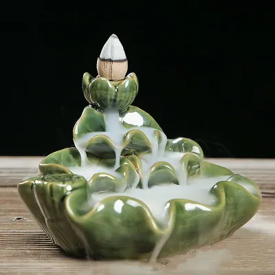 Tháp trầm hương thác khói trầm hương lá sen men ngọc 4 tầng An Nam Decor
