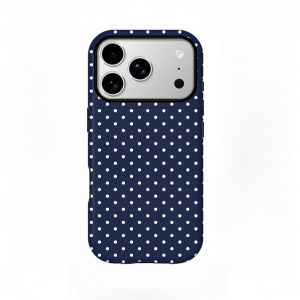 Simplified Navy Blue Dot Pattern Phone Case Suitable for iPhone 17 16 15 14 13 12 11 Pro/Max/Plus Anti Drop and Anti Shock
