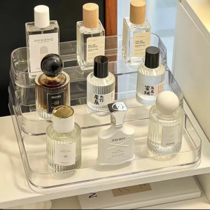 [SG Ready Stock]Perfume Organizer 3-Layer Perfume Display Rack Transparent Cosmetics Stand Organiser Holder Transparent