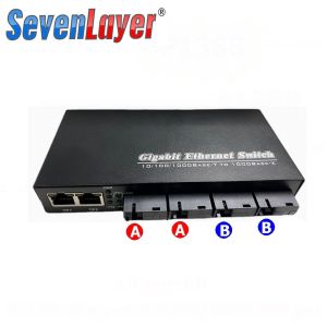 Fiber Optical Switch 4 1.25G SC 3 1000M RJ45 Gigabit Ethernet Switch 4F3E Ethernet Switch 4 Fiber Port 20KM 3 UTP RJ45 Media Converter with 5V2A power supply