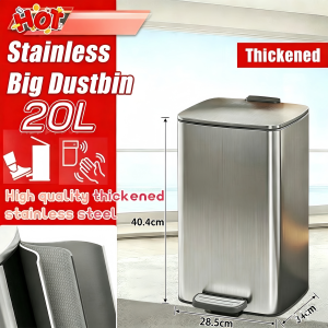 20L 30L 50L Tong sampah besar Big dustbin kitchen Pedal rubbish low closing Stainless steel big bin 垃圾桶