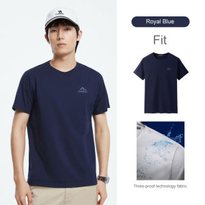 Cameljeans Mens Short Sleeve T-shirt Summer New Round Neck Cotton T-shirt Three-proof Half-sleeved Casual Top